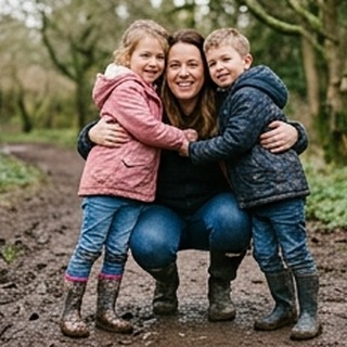 UK Mum in kitchen with child